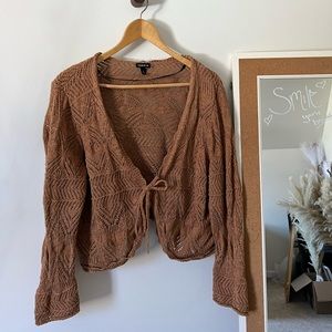 Pointelle Tie Front Shrug